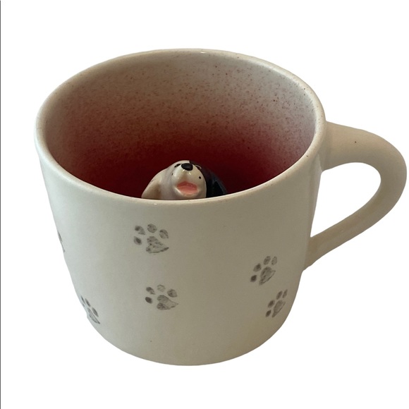 Vintage SPADEMAN POTTERY Cream Ceramic Peek A Boo Dog Mug - Picture 2 of 6